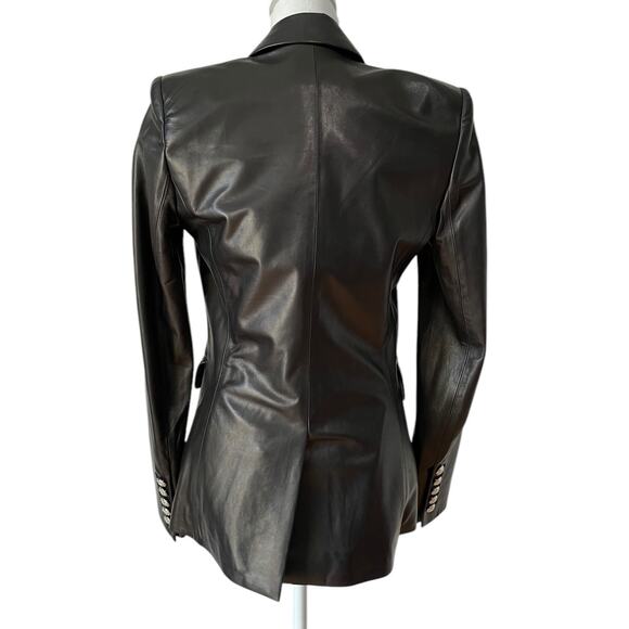 NWT Veronica Beard Miller Dickey Double breasted Leather Blazer Black Size 4 - Picture 12 of 12
